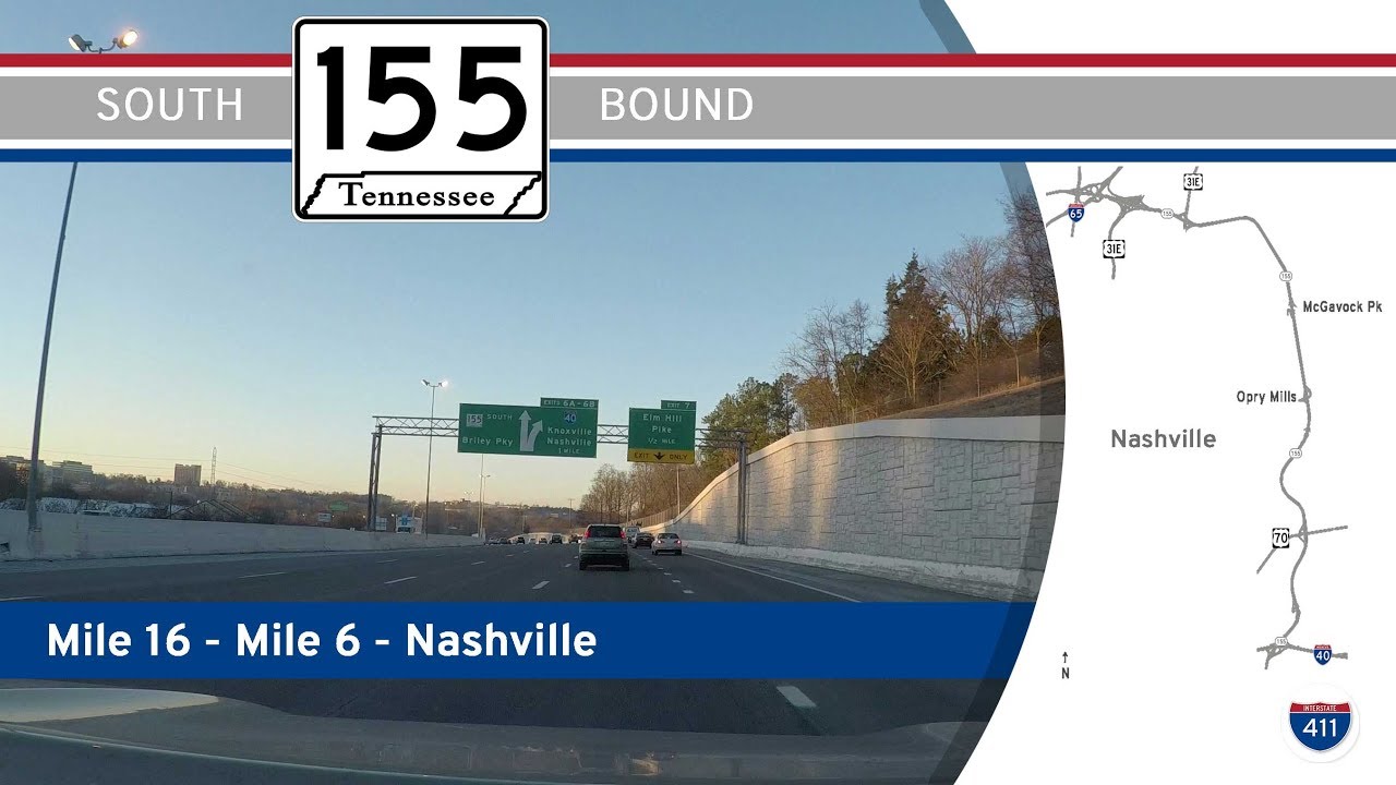 Tennessee Highway 155 - Briley Pkwy - Mile 16 to Mile 6 | Drive America