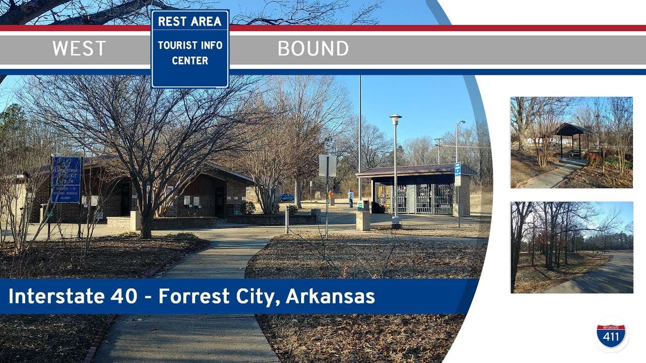Rest Areas: Arkansas - Interstate 40 West - Forrest City Rest Area - Mile 243 🅿️ 🚻 🚮