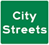 Small green sign representing City Streets